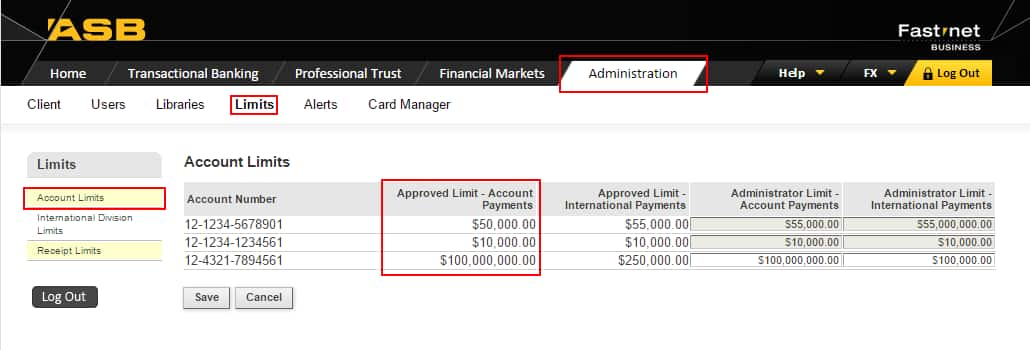 How do I review my remaining daily limits in FastNet Business? - ASB Help